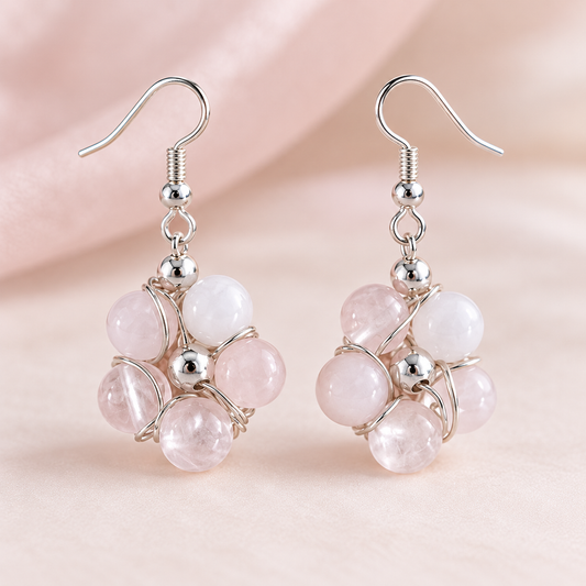 Soft Glow – Trosjesoorbellen met Rozenkwarts & Bergkristal